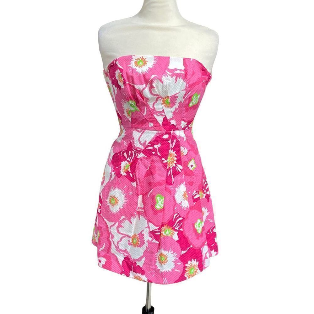 Lilly Pulitzer Pink Floral First Impressions Strapless Dress Size 0 NWOT - Picture 1 of 6